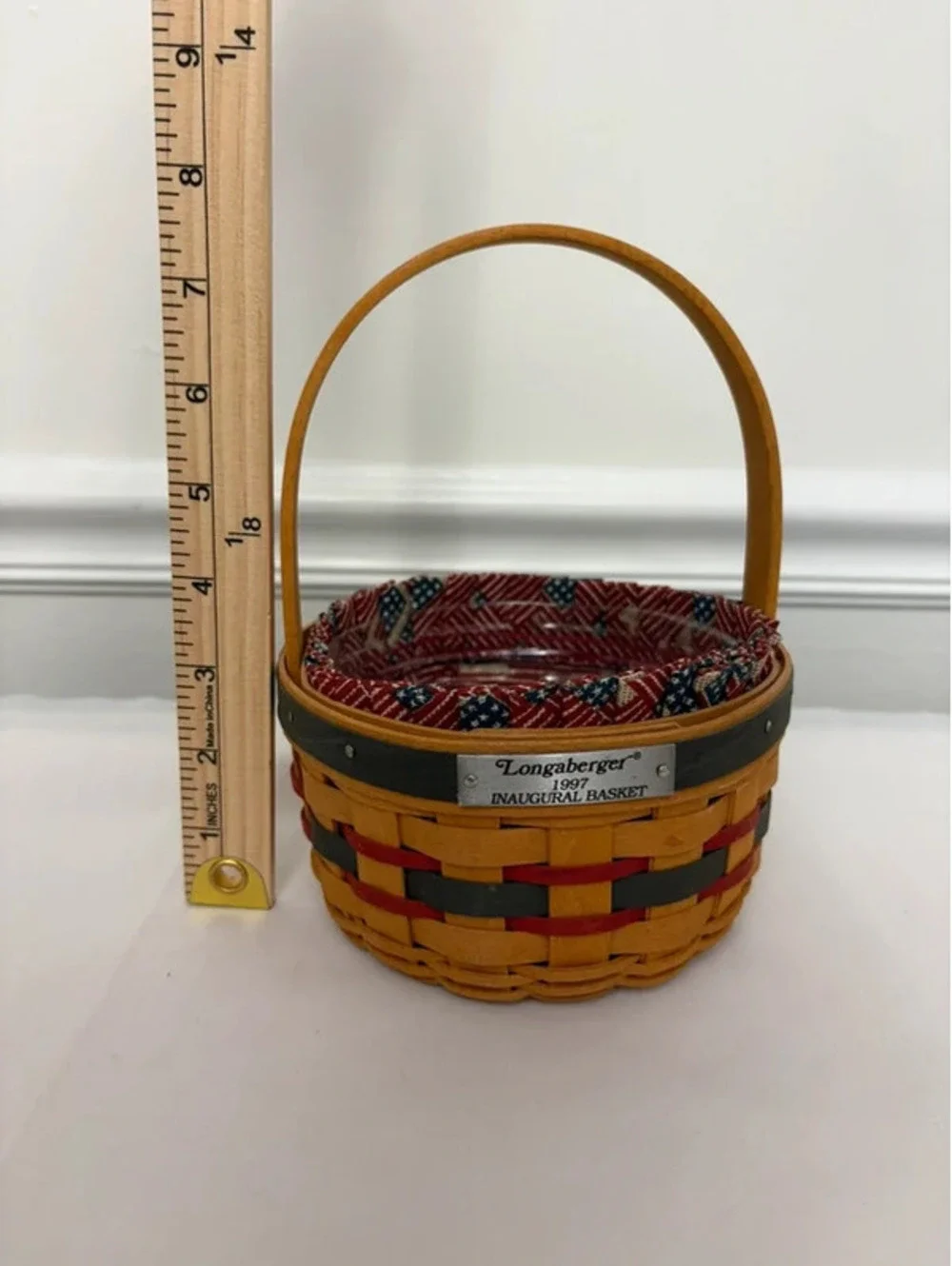 Longaberger 1997 Inaugural Basket Patriotic Liner & Plastic Protector